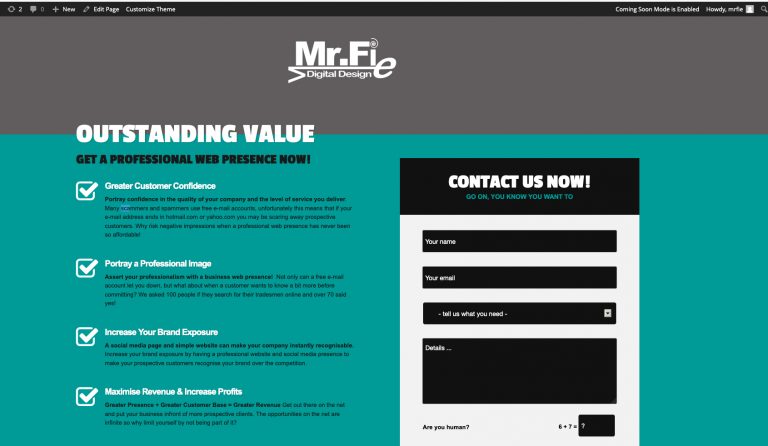 Mr Fie digital design website